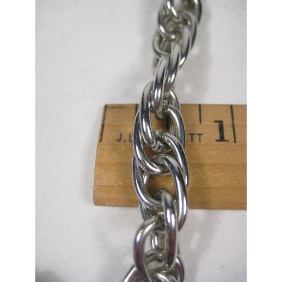 Imitation Pearl Beaded Necklace 45 inch Silvertone Heavy Chain Strand Statement - Picture 5 of 13